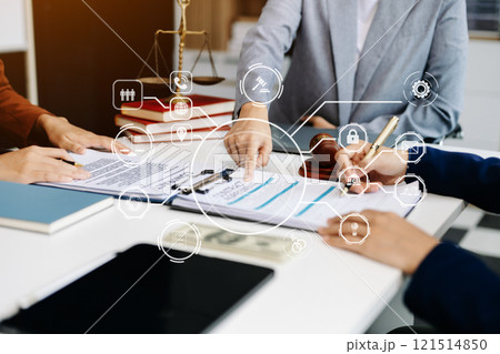 Business law concept, Lawyer business lawyers are consulting lawyers for women entrepreneurs to file copyright lawsuit 121514850