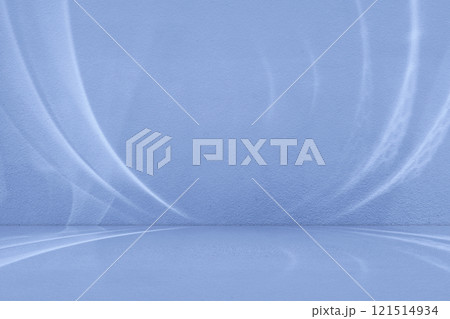 Studio Room with Circle Illuminated Light on Blue Wall Background 121514934