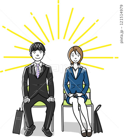 座る男女新入社員、新入生 121514979