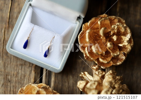 ラピスのゴールドフックピアス パワーストーンアクセサリー ラピスのゴールドフックピアス パワーストーンアクセサリー 121515107