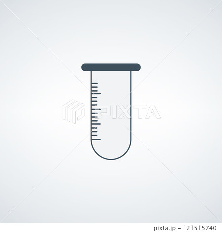 Vector icon of a test tube with a ruler on white background 121515740