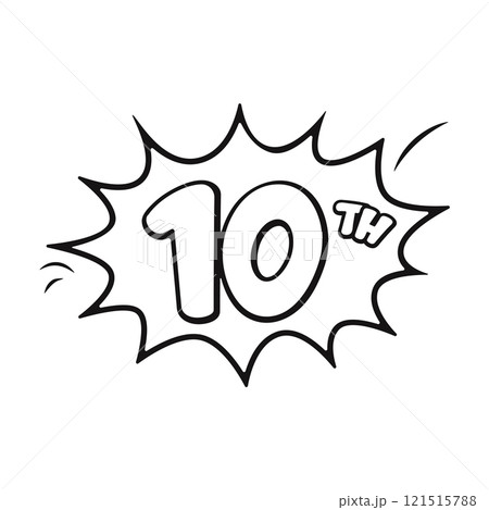 Vibrant comic-style 10th sign, perfect for kids' birthday celebrations Vibrant comic-style 10th sign, perfect for kids' birthday celebrations 121515788