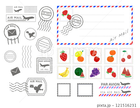 フルーツの切手とスタンプのベクター素材 フルーツの切手とスタンプのベクター素材 121516231