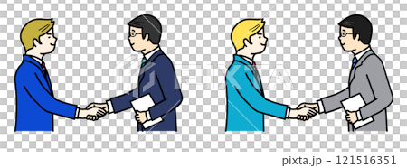 人物插畫（商業/握手）國際 121516351