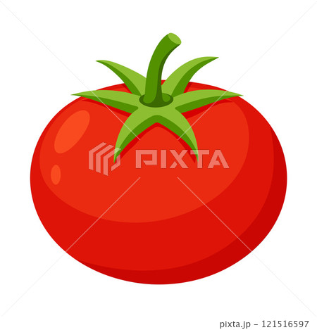 tomato vegetable for cooking meals. A bright element isolated on white for design.  121516597