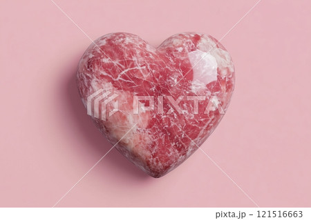 Marble Heart Shaped Stone on Soft Pink Background for Romantic Decor 121516663