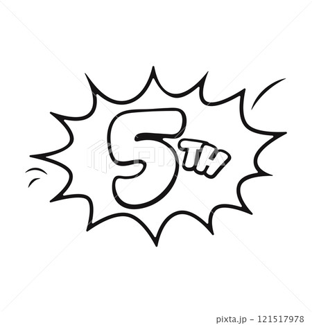Vibrant comic-style 5th sign, perfect for kids' birthday celebrations Vibrant comic-style 5th sign, perfect for kids' birthday celebrations 121517978