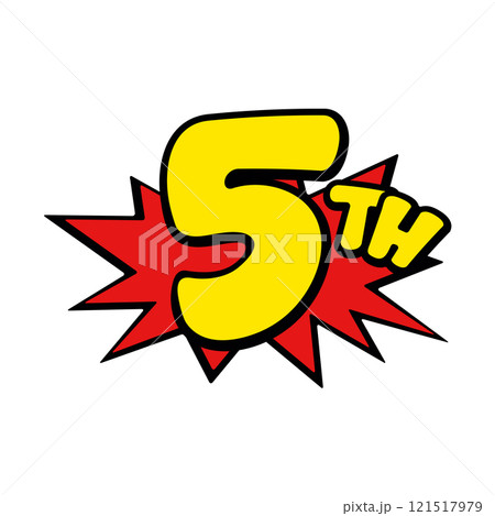Vibrant comic-style 5th sign, perfect for kids' birthday celebrations Vibrant comic-style 5th sign, perfect for kids' birthday celebrations 121517979