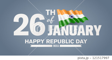 India happy republic day greeting card, banner with template text vector illustration 121517997