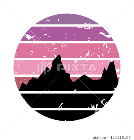 merlot retro sunset cartoon vector illustration 121518107