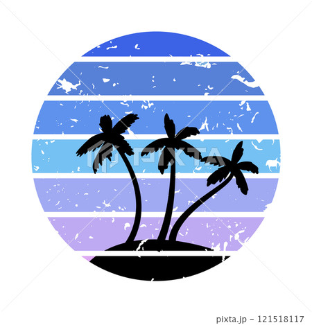 crystal retro sunset cartoon vector illustration 121518117