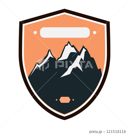 explore retro mountains badge cartoon vector illustration 121518118