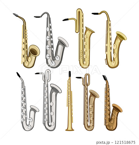 saxophone set cartoon vector illustration 121518675