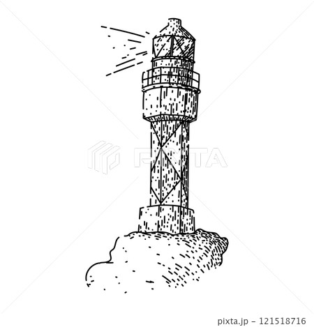 lightkeeper lighthouse sketch hand drawn vector 121518716