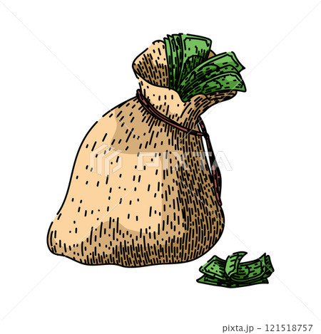 currency money bag sketch hand drawn vector currency money bag sketch hand drawn vector 121518757