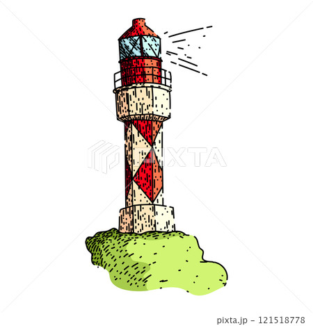 lightkeeper lighthouse sketch hand drawn vector 121518778