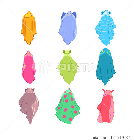 hooded baby towel set cartoon vector illustration 121519104