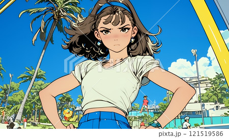 生意気な（挑戦的・自信満々・勝ち誇った）顔をしている女の子