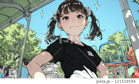 生意気な（挑戦的・自信満々・勝ち誇った）顔をしている女の子