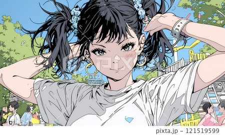 生意気な（挑戦的・自信満々・勝ち誇った）顔をしている女の子