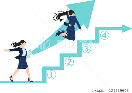 スキルアップを考えるビジネスウーマンのイラスト スキルアップを考えるビジネスウーマンのイラスト 121519608