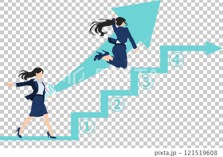 Illustration of a businesswoman thinking about improving her skills Illustration of a businesswoman thinking about improving her skills 121519608