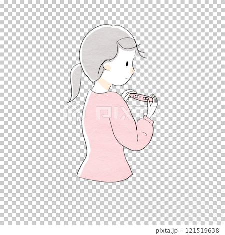 A woman with a positive pregnancy test 121519638