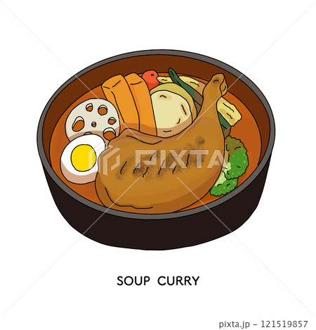 北海道 スープカレー 線画のイラスト 北海道 スープカレー 線画のイラスト 121519857