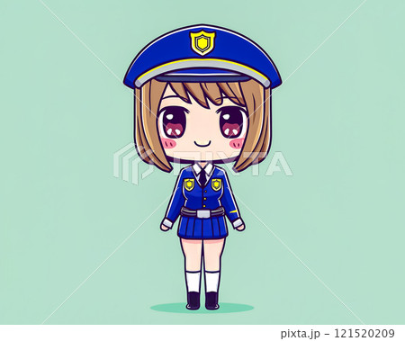 ちびキャラ　婦警の女性のイメージ素材 121520209