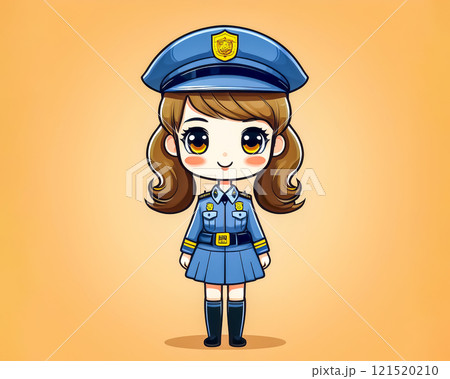 ちびキャラ　婦警の女性のイメージ素材 121520210