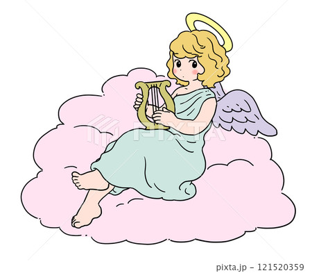 竪琴を持っている天使のイラスト 121520359