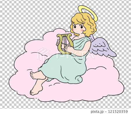 竪琴を持っている天使のイラスト 121520359