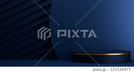 Dark blue geometric background, japanese style podium blue concept . 121520477