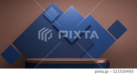 two tone mocha and blue, Fashion product background stand podium display with blank backdrops. 121520493