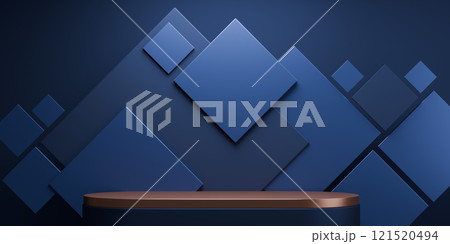 two tone mocha and blue, Fashion product background stand podium display with blank backdrops. 121520494