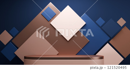 two tone mocha and blue, Fashion product background stand podium display with blank backdrops. 121520495