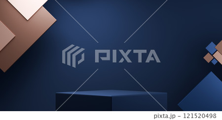 two tone mocha and blue, Fashion product background stand podium display with blank backdrops. 121520498