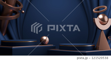 two tone mocha and blue, Fashion product background stand podium display with blank backdrops. two tone mocha and blue, Fashion product background stand podium display with blank backdrops. 121520538
