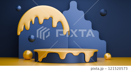 yellow and blue, Fashion product background stand podium display with blank backdrops. yellow and blue, Fashion product background stand podium display with blank backdrops. 121520573