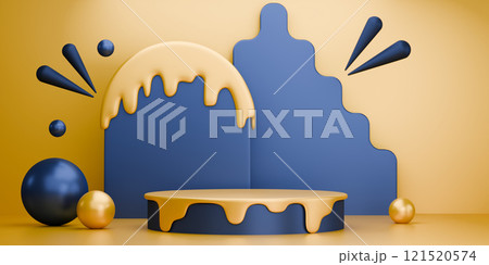 yellow and blue, Fashion product background stand podium display with blank backdrops. yellow and blue, Fashion product background stand podium display with blank backdrops. 121520574