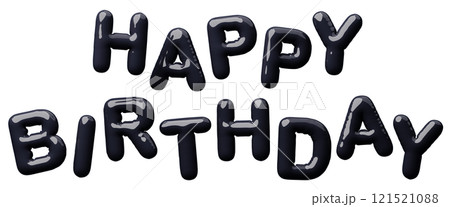 3D画像_風船_HAPPY BIRTHDAY_黒 121521088