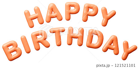 3D画像_風船_HAPPY BIRTHDAY_オレンジ 121521101