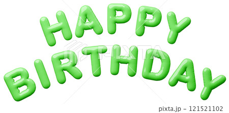 3D画像_風船_HAPPY BIRTHDAY_緑 3D画像_風船_HAPPY BIRTHDAY_緑 121521102