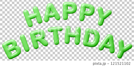 3D画像_風船_HAPPY BIRTHDAY_緑 3D画像_風船_HAPPY BIRTHDAY_緑 121521102
