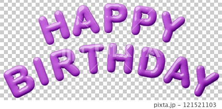 3D画像_風船_HAPPY BIRTHDAY_紫 3D画像_風船_HAPPY BIRTHDAY_紫 121521103
