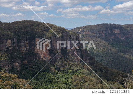 View of landscape in national park at blue mountain at australia View of landscape in national park at blue mountain at australia 121521322