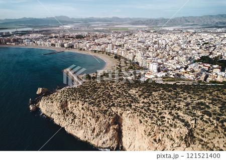 Aerial panoramic view to Aguilas spanish town, province of Murcia. Spain 121521400