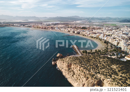 Aerial panoramic view to Aguilas spanish town, province of Murcia. Spain 121521401
