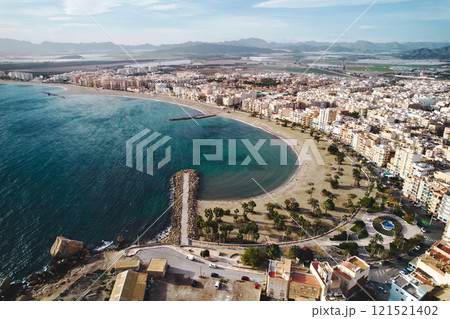 Aerial panoramic view to Aguilas spanish town, province of Murcia. Spain 121521402