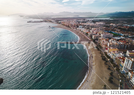 Aerial panoramic view to Aguilas spanish town, province of Murcia. Spain 121521405